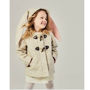 NWT Little goodall Snowshoe Rabbit Toggle Coat In Oatmeal & Pink Sz 5
